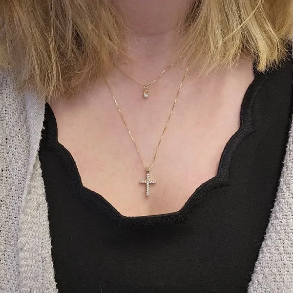 Estate Yellow Gold Diamond Cross Pendant Image 3 Mark Jewellers La Crosse, WI