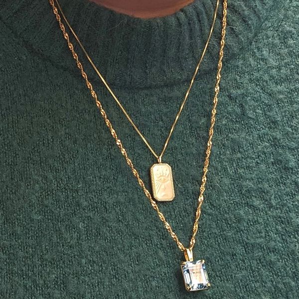 Estate Yellow Gold Blue Stone Pendant Image 3 Mark Jewellers La Crosse, WI