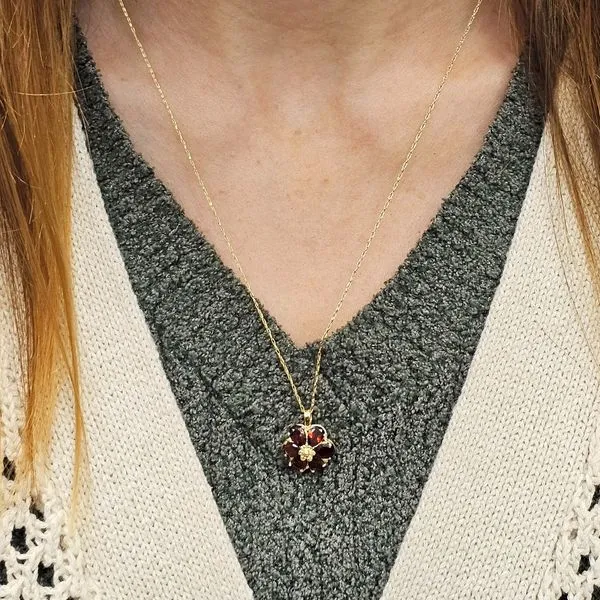 Estate Yellow Gold Garnet Pendant Image 2 Mark Jewellers La Crosse, WI