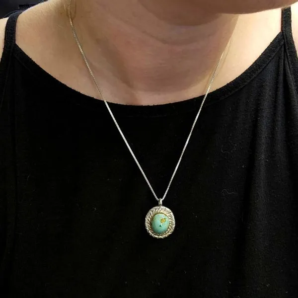 Estate Sterling Synthetic Turquoise Pendant Image 3 Mark Jewellers La Crosse, WI