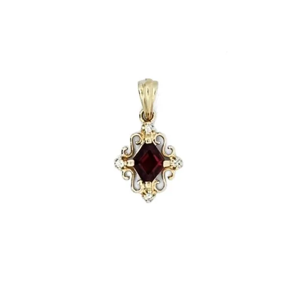 Estate Yellow Gold Filigree Garnet Pendant Mark Jewellers La Crosse, WI
