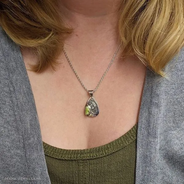 Estate Sterling Green Stone Pendant Image 3 Mark Jewellers La Crosse, WI