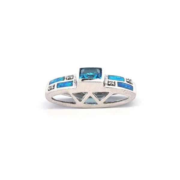 Estate Sterling Synthetic Opal & Blue Topaz Pendant Image 2 Mark Jewellers La Crosse, WI
