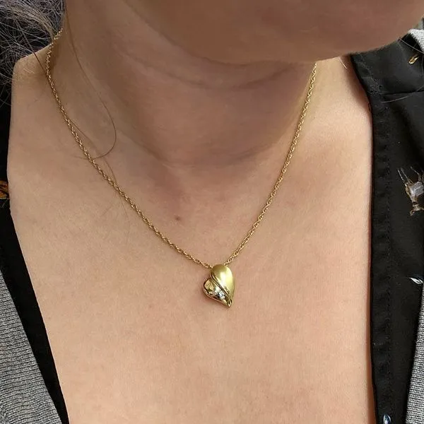 Estate Yellow Gold Diamond Heart Pendant Image 3 Mark Jewellers La Crosse, WI