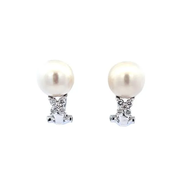Estate White Gold Pearl Omega Back Earrings Mark Jewellers La Crosse, WI