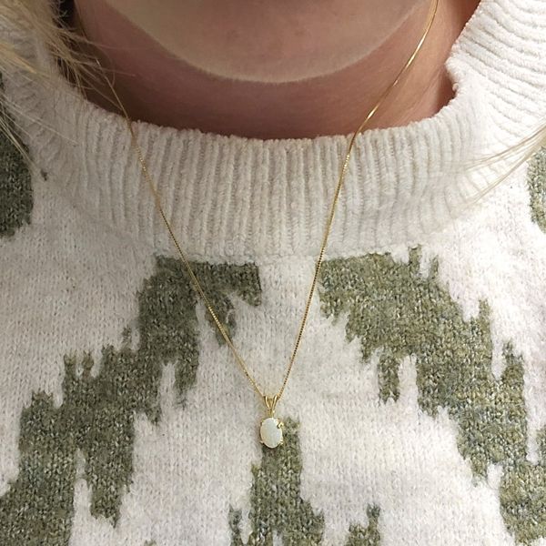 Estate Yellow Gold Synthetic Opal Pendant Image 3 Mark Jewellers La Crosse, WI