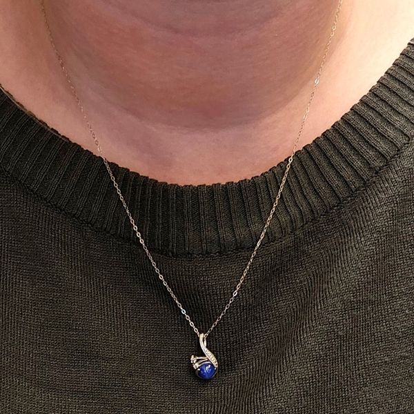 Estate White Gold Synthetic Blue Star Pendant Image 3 Mark Jewellers La Crosse, WI