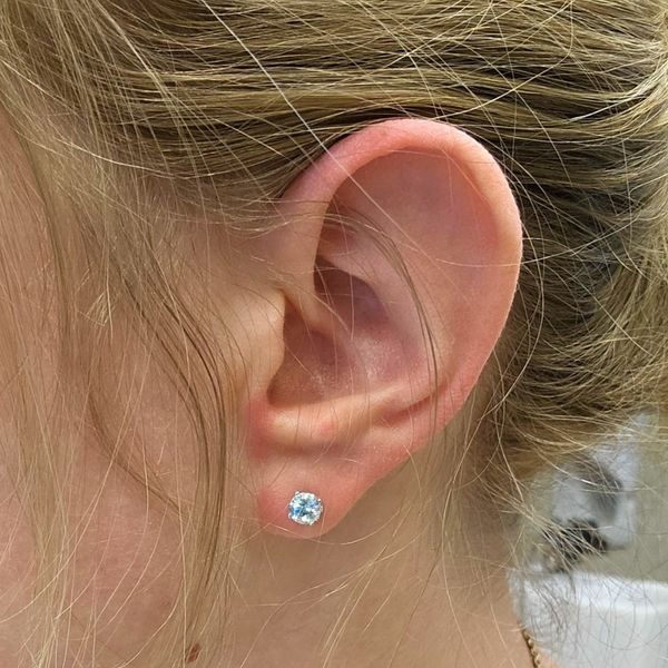 Estate White Gold Blue Stud Earrings Image 2 Mark Jewellers La Crosse, WI
