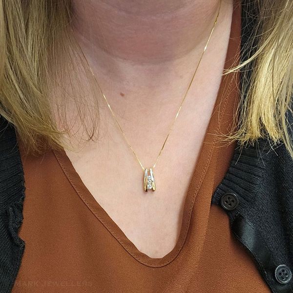 Estate Yellow Gold Diamond Trilogy Pendant Image 3 Mark Jewellers La Crosse, WI