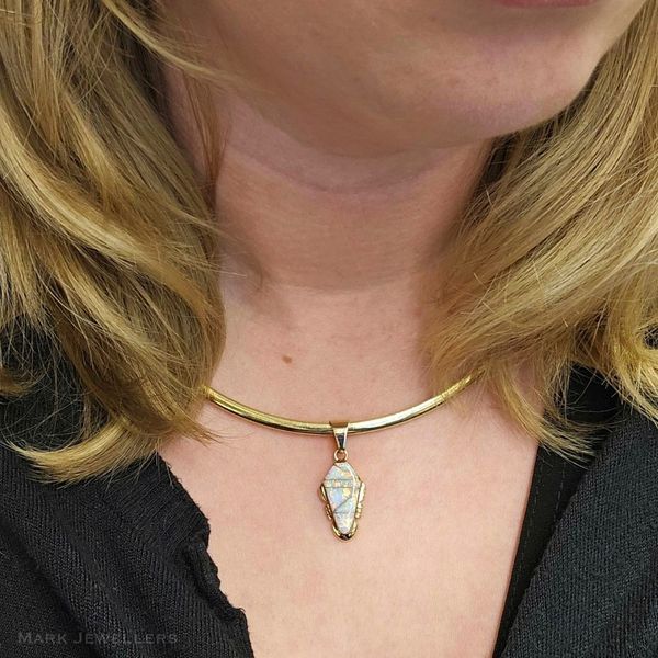 Estate Yellow Gold Synthetic Opal Inlay Pendant Image 3 Mark Jewellers La Crosse, WI