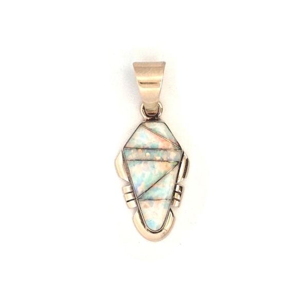 Estate Yellow Gold Synthetic Opal Inlay Pendant Mark Jewellers La Crosse, WI