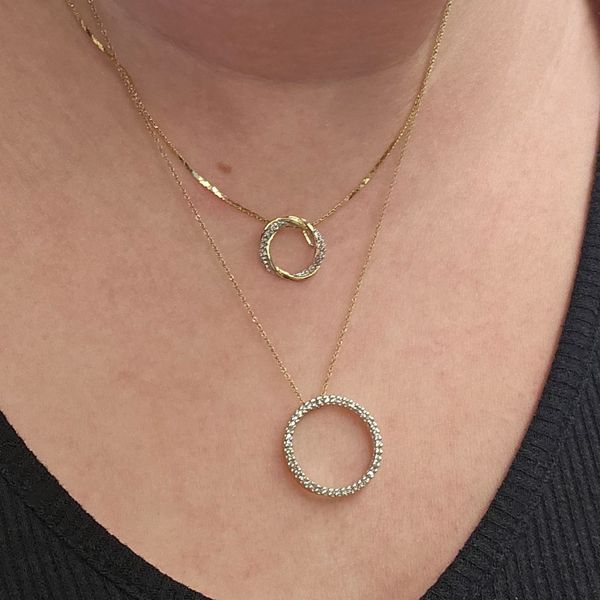 Estate Two Tone Gold Diamond Pendant Image 3 Mark Jewellers La Crosse, WI