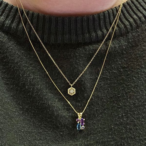 Estate Yellow Gold Multi-Color Stone Pendant Image 3 Mark Jewellers La Crosse, WI