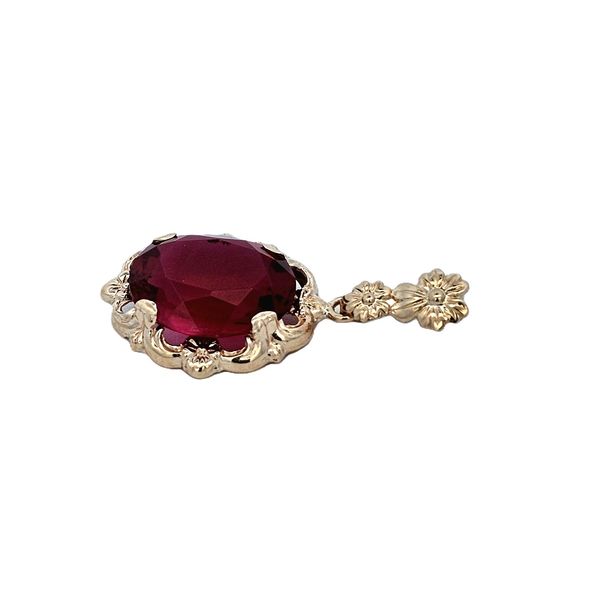 Estate Yellow Gold Red Stone Pendant Image 2 Mark Jewellers La Crosse, WI