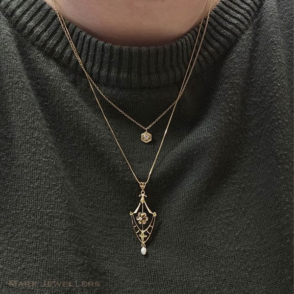 Estate Yellow Gold Flower Filigree Pendant Image 3 Mark Jewellers La Crosse, WI