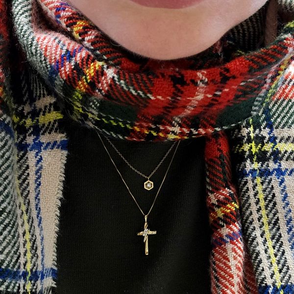 Estate Yellow Gold Diamond Cross Pendant Image 3 Mark Jewellers La Crosse, WI