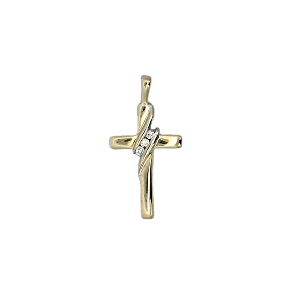 Estate Yellow Gold Diamond Cross Pendant Mark Jewellers La Crosse, WI