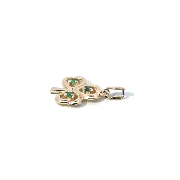 Estate Yellow Gold Green Stone Shamrock Pendant Image 2 Mark Jewellers La Crosse, WI