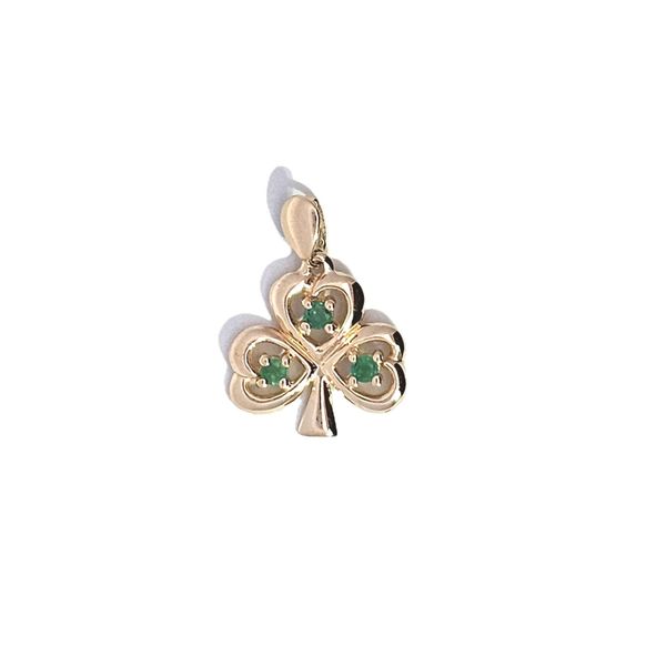Estate Yellow Gold Green Stone Shamrock Pendant Mark Jewellers La Crosse, WI