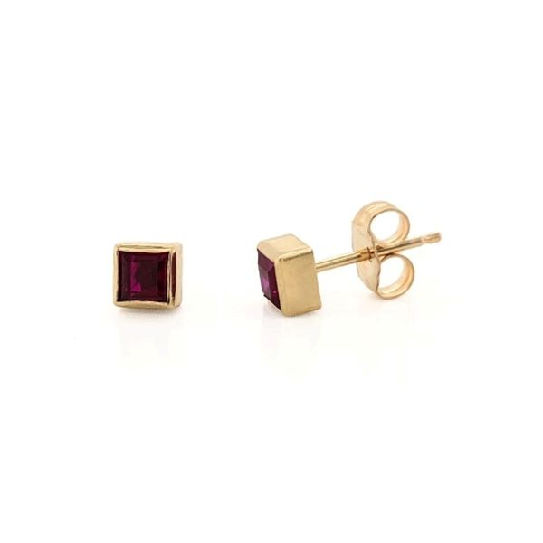 Estate Yellow Gold Synthetic Ruby Earrings Mark Jewellers La Crosse, WI