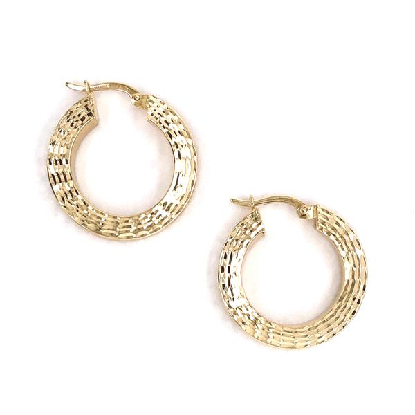 Estate Yellow Gold Textured Hoop Earrings Mark Jewellers La Crosse, WI