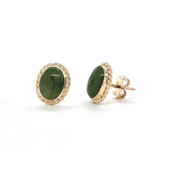 Estate Yellow Gold Jade Color Earrings Mark Jewellers La Crosse, WI