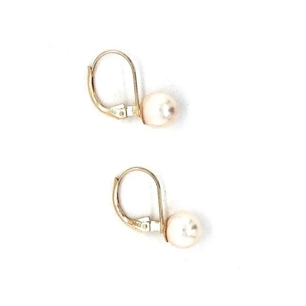 Estate Yellow Gold Pearl Leverback Earrings Image 2 Mark Jewellers La Crosse, WI