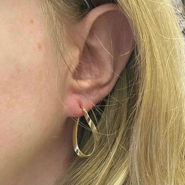 Estate Yellow Gold Twist Hoop Earrings Image 3 Mark Jewellers La Crosse, WI
