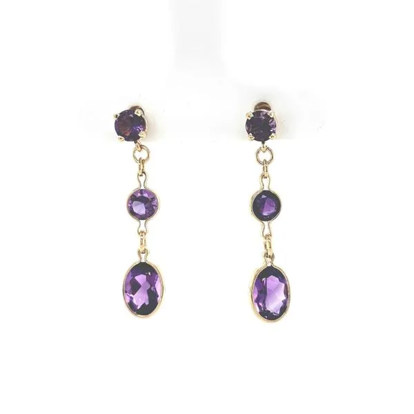 Estate Yellow Gold Amethyst Dangle Earrings Mark Jewellers La Crosse, WI