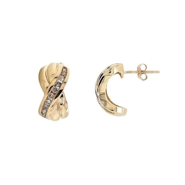 Estate Yellow Gold Diamond Hoop Earrings Mark Jewellers La Crosse, WI