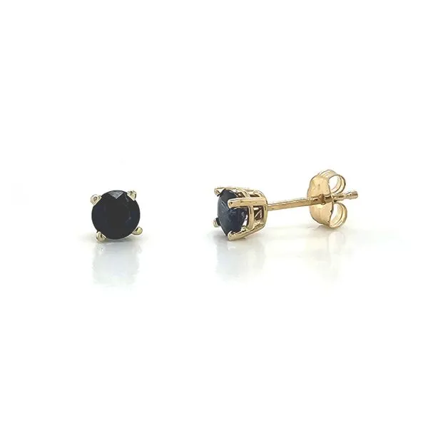Estate Yellow Gold Blue Stone Stud Earrings Mark Jewellers La Crosse, WI