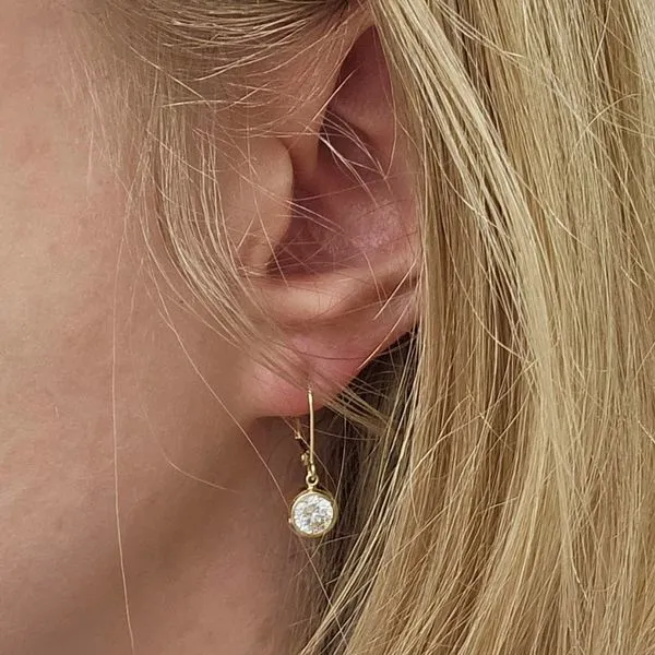 Estate Yellow Gold CZ Dangle Earrings Image 3 Mark Jewellers La Crosse, WI