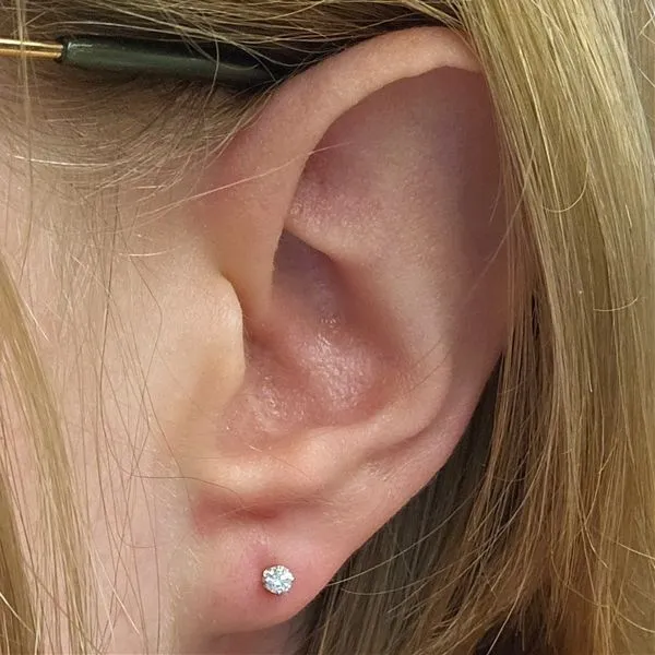 White Gold Diamond 4-Prong Stud Earring Image 2 Mark Jewellers La Crosse, WI