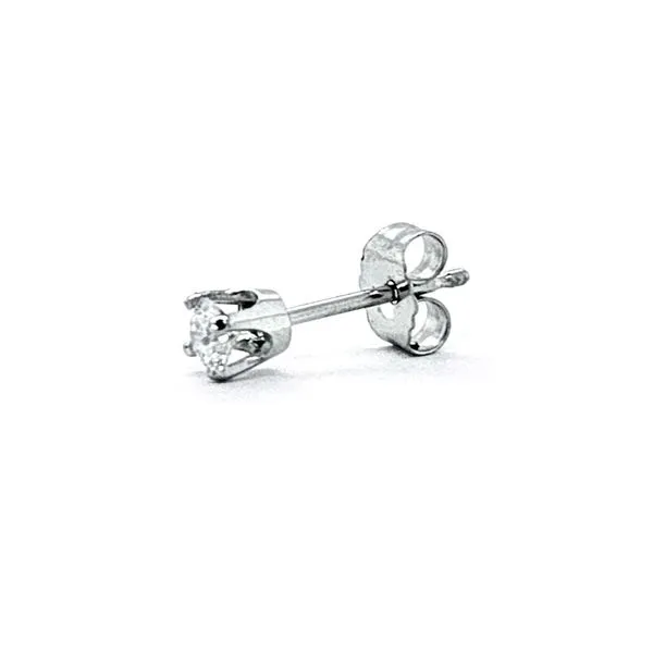 White Gold Diamond 4-Prong Stud Earring Mark Jewellers La Crosse, WI