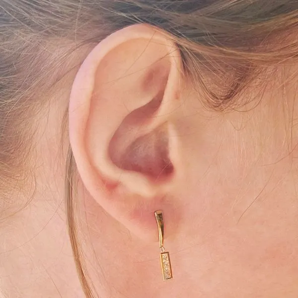 Estate Yellow Gold CZ Earrings Image 2 Mark Jewellers La Crosse, WI