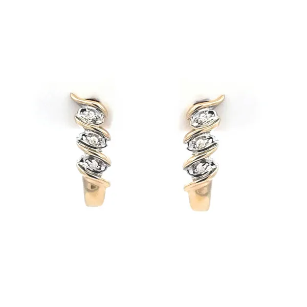 Estate Yellow Gold Diamond J-Hoop Earrings Mark Jewellers La Crosse, WI