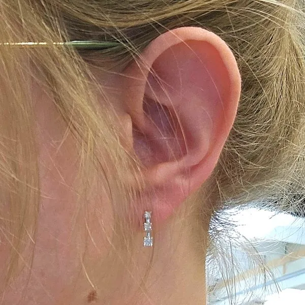 Estate White Gold Diamond Drop Earrings Image 3 Mark Jewellers La Crosse, WI