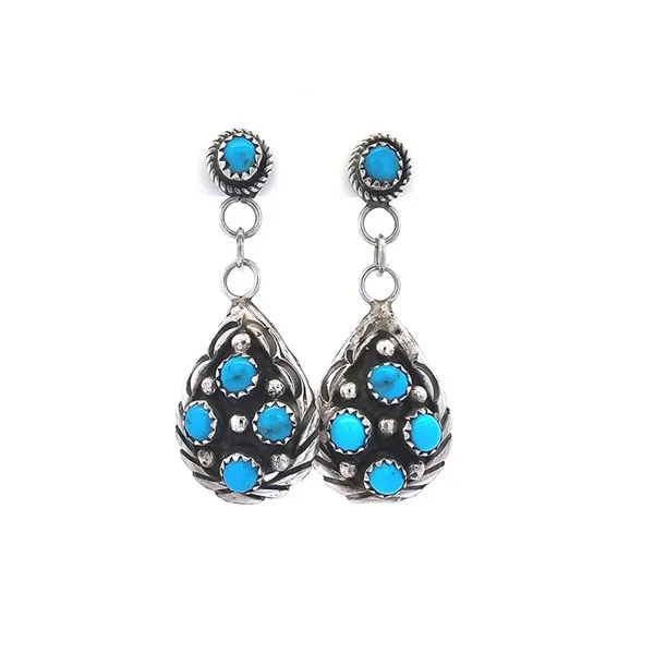 Estate Sterling Synthetic Turquoise Drop Earrings Mark Jewellers La Crosse, WI