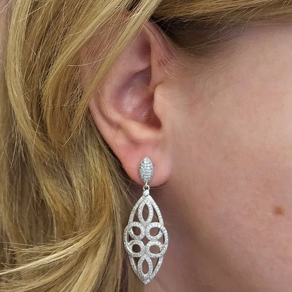 Estate Sterling CZ Drop Earrings Image 3 Mark Jewellers La Crosse, WI