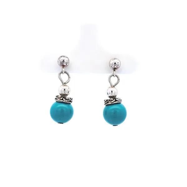 Estate Sterling Teal Bead Drop Earrings Mark Jewellers La Crosse, WI