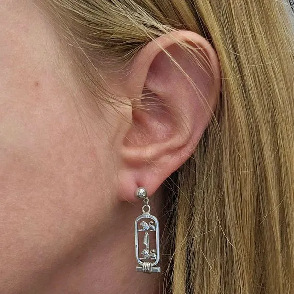Estate Sterling Cartouche Drop Earrings Image 3 Mark Jewellers La Crosse, WI