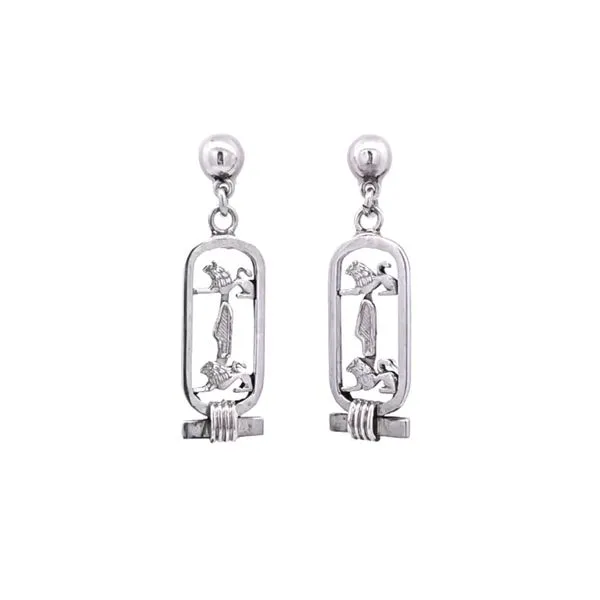 Estate Sterling Cartouche Drop Earrings Mark Jewellers La Crosse, WI