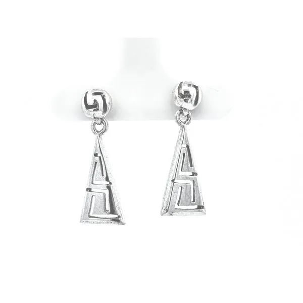 Estate Sterling Greek Key Drop Earrings Image 3 Mark Jewellers La Crosse, WI