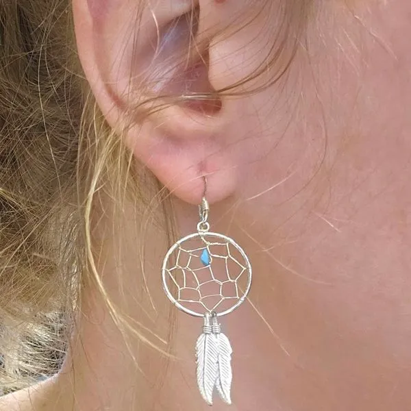 Estate Sterling Dreamcatcher Dangle Earrings Image 3 Mark Jewellers La Crosse, WI