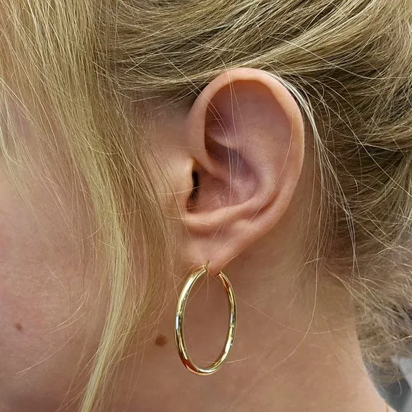 Estate Yellow Gold Hoop Earrings Image 3 Mark Jewellers La Crosse, WI