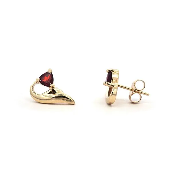 Estate Yellow Gold Red Stone Stud Earrings Mark Jewellers La Crosse, WI