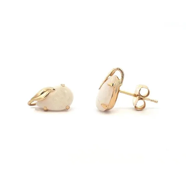 Estate Yellow Gold Synthetic Opal Stud Earrings Mark Jewellers La Crosse, WI