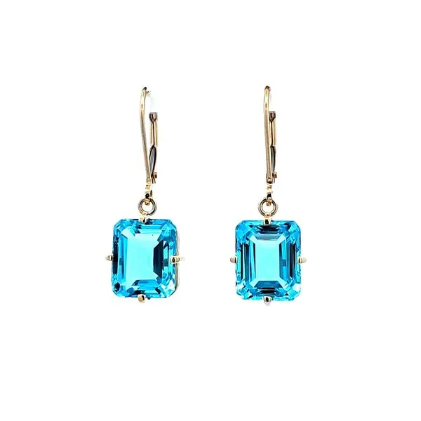 Estate Yellow Gold Blue Stone Dangle Earrings Mark Jewellers La Crosse, WI