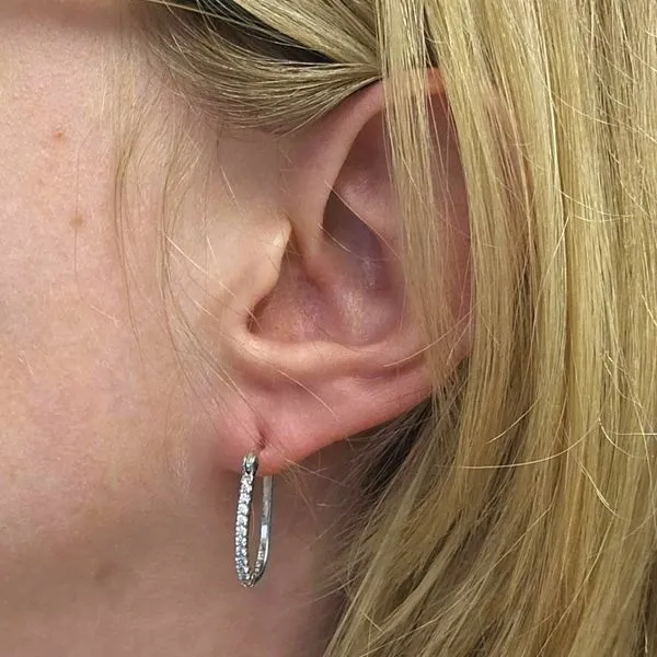 Estate Sterling CZ Hoop Earrings Image 3 Mark Jewellers La Crosse, WI