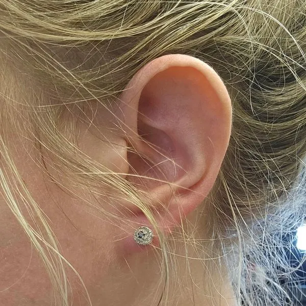 Estate Sterling White & Black Diamond Stud Earrings Image 2 Mark Jewellers La Crosse, WI